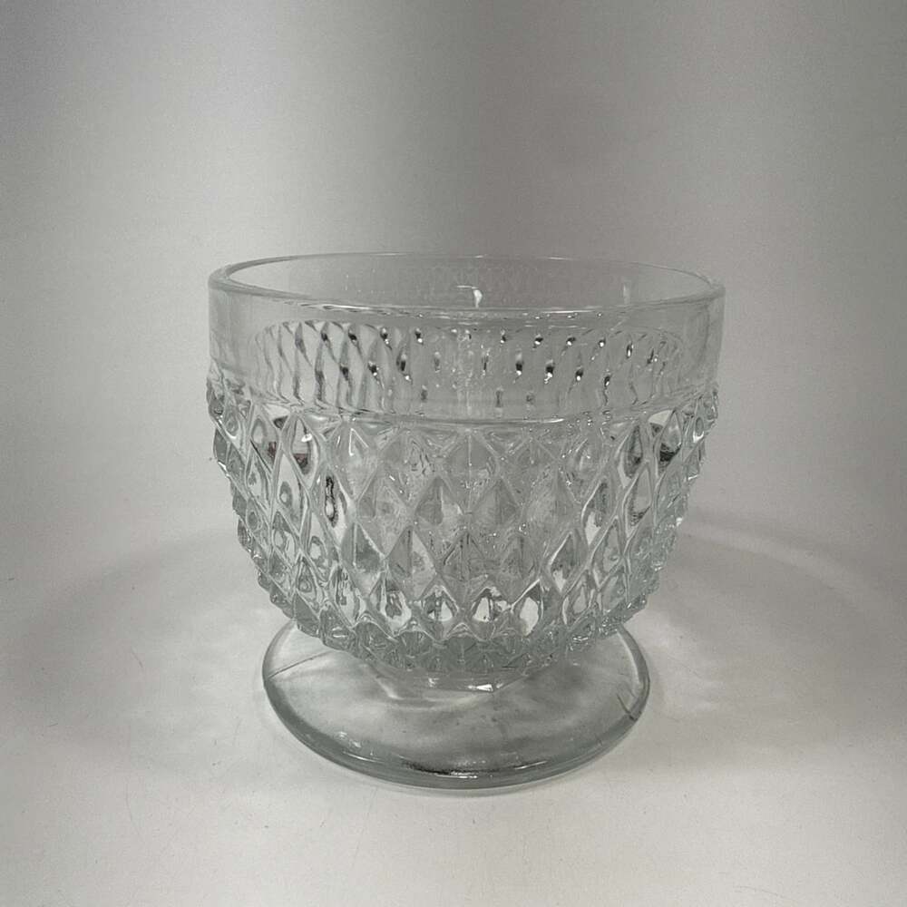Vtg Indiana Glass Clear Diamond Point Tea Light Votive Holder L1